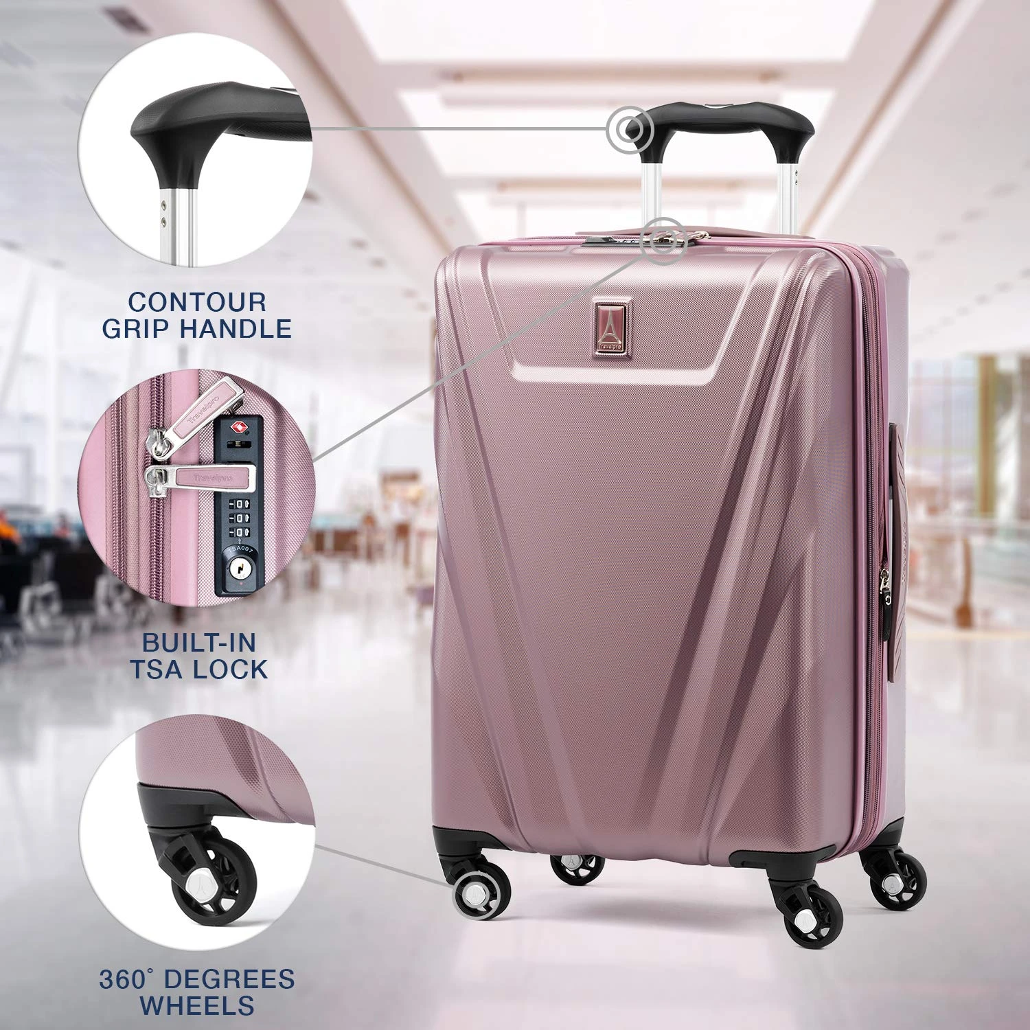 Travelpro Maxlite 5 Expandable Carry-on Spinner Hardside Luggage, Dusty Rose 6 Travelpro Maxlite 5 Expandable Carry-on Spinner Hardside Luggage, Dusty Rose - Image 6