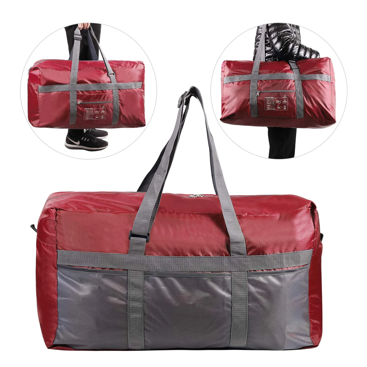 REDCAMP 75L Extra Large Duffle Bag Lightweight, Water Resistant Travel Duffle Bag Foldable For Men Women, Wine Red 7 REDCAMP 75L Extra Large Duffle Bag Lightweight, Water Resistant Travel Duffle Bag Foldable For Men Women, Wine Red - Image 7