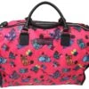 Betsey Johnson Large Nylon Weekender Duffel Bag, Fushia/Cats