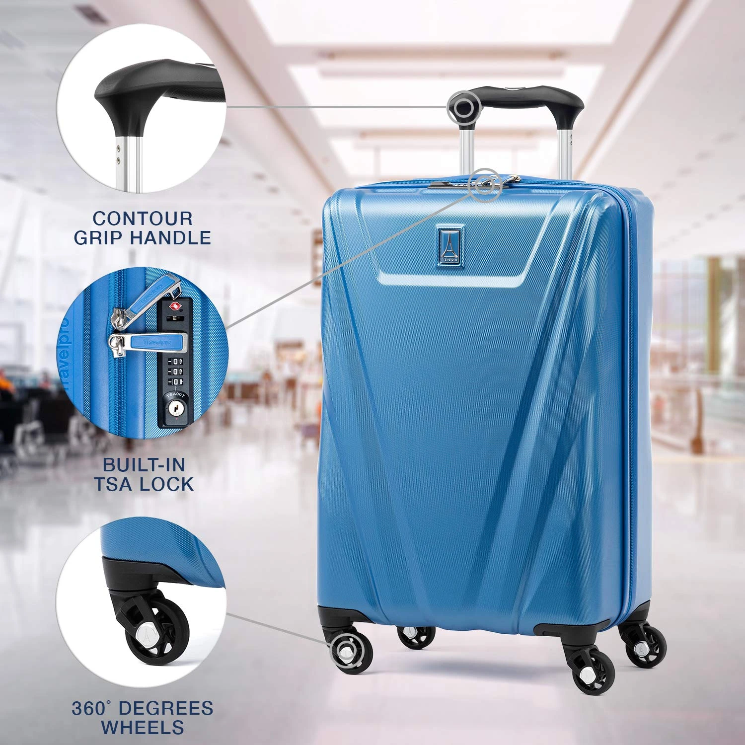 Travelpro Maxlite 5 Carry-on Spinner Hardside Luggage, Azure Blue 6 Travelpro Maxlite 5 Carry-on Spinner Hardside Luggage, Azure Blue - Image 6
