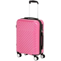 AmazonBasics Geometric Luggage 18-inch International Carry-on, Pink
