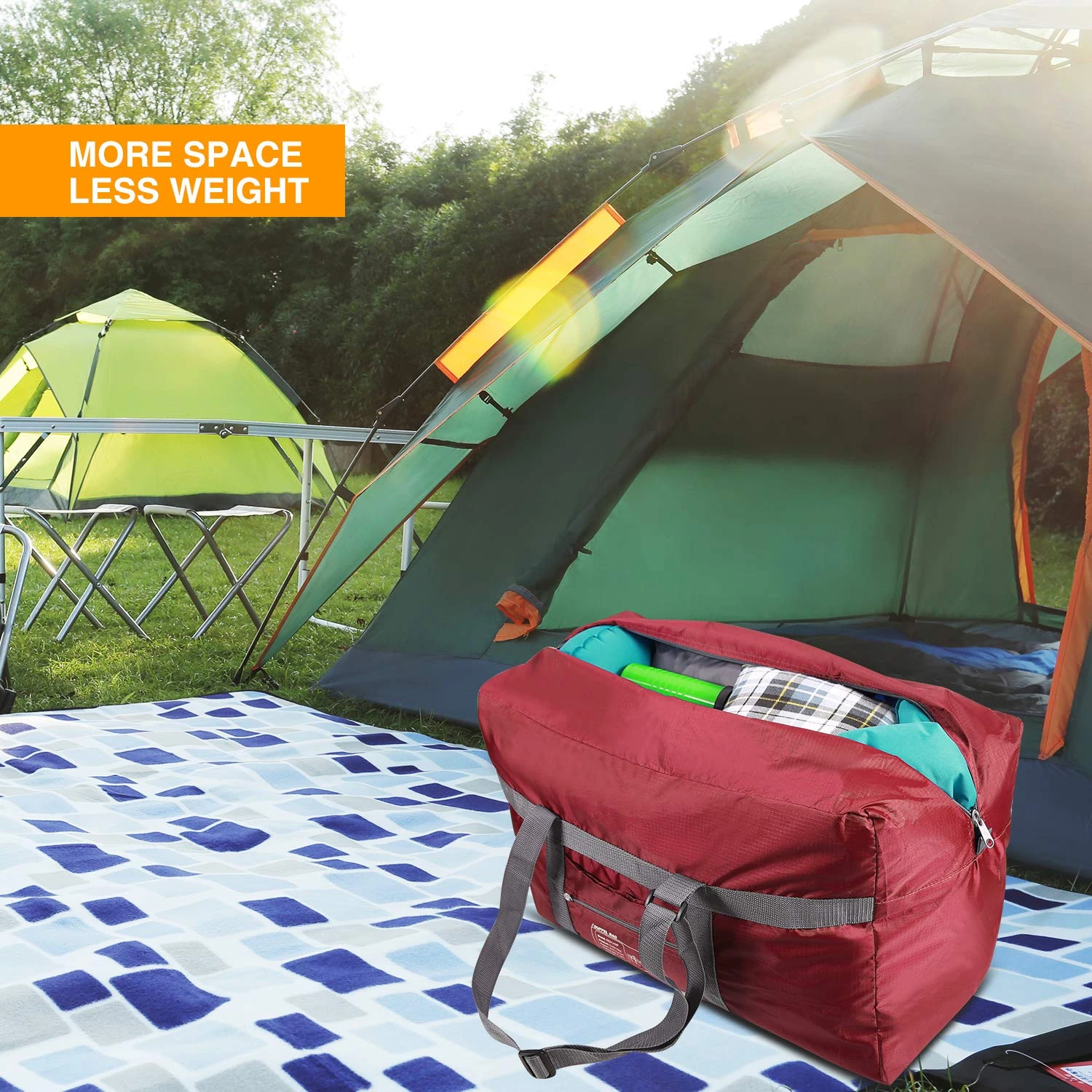 REDCAMP 75L Extra Large Duffle Bag Lightweight, Water Resistant Travel Duffle Bag Foldable For Men Women, Wine Red 2 REDCAMP 75L Extra Large Duffle Bag Lightweight, Water Resistant Travel Duffle Bag Foldable For Men Women, Wine Red - Image 2