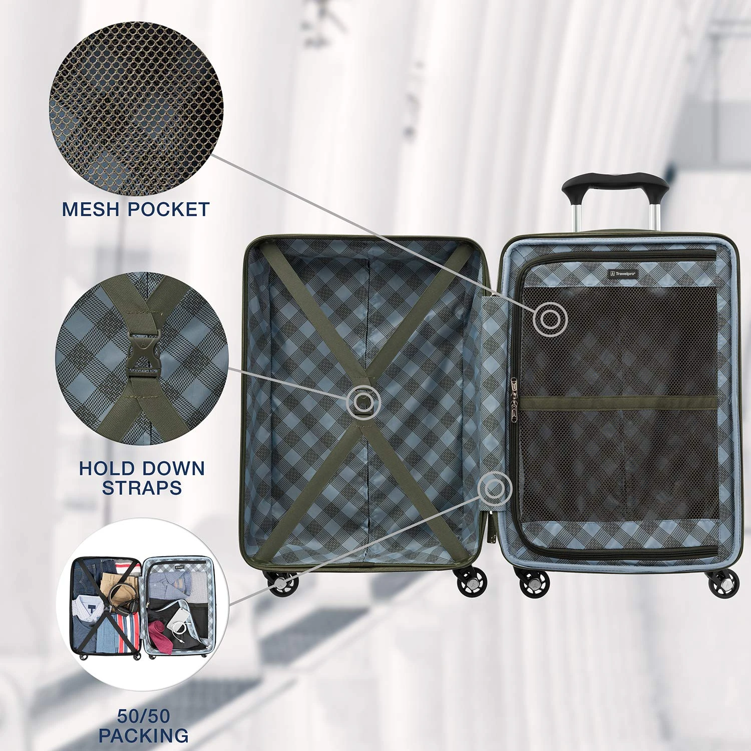 Travelpro Maxlite 5 Expandable Carry-on Spinner Hardside Luggage, Slate Green 4 Travelpro Maxlite 5 Expandable Carry-on Spinner Hardside Luggage, Slate Green - Image 4