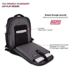 SWISSGEAR Large ScanSmart Utra-Premium 15-inch Laptop Backpack | TSA-Friendly Carry-on | Travel, Work, School | Men's And Women's - Black -Luggage Factory 81ISBOZdmLL