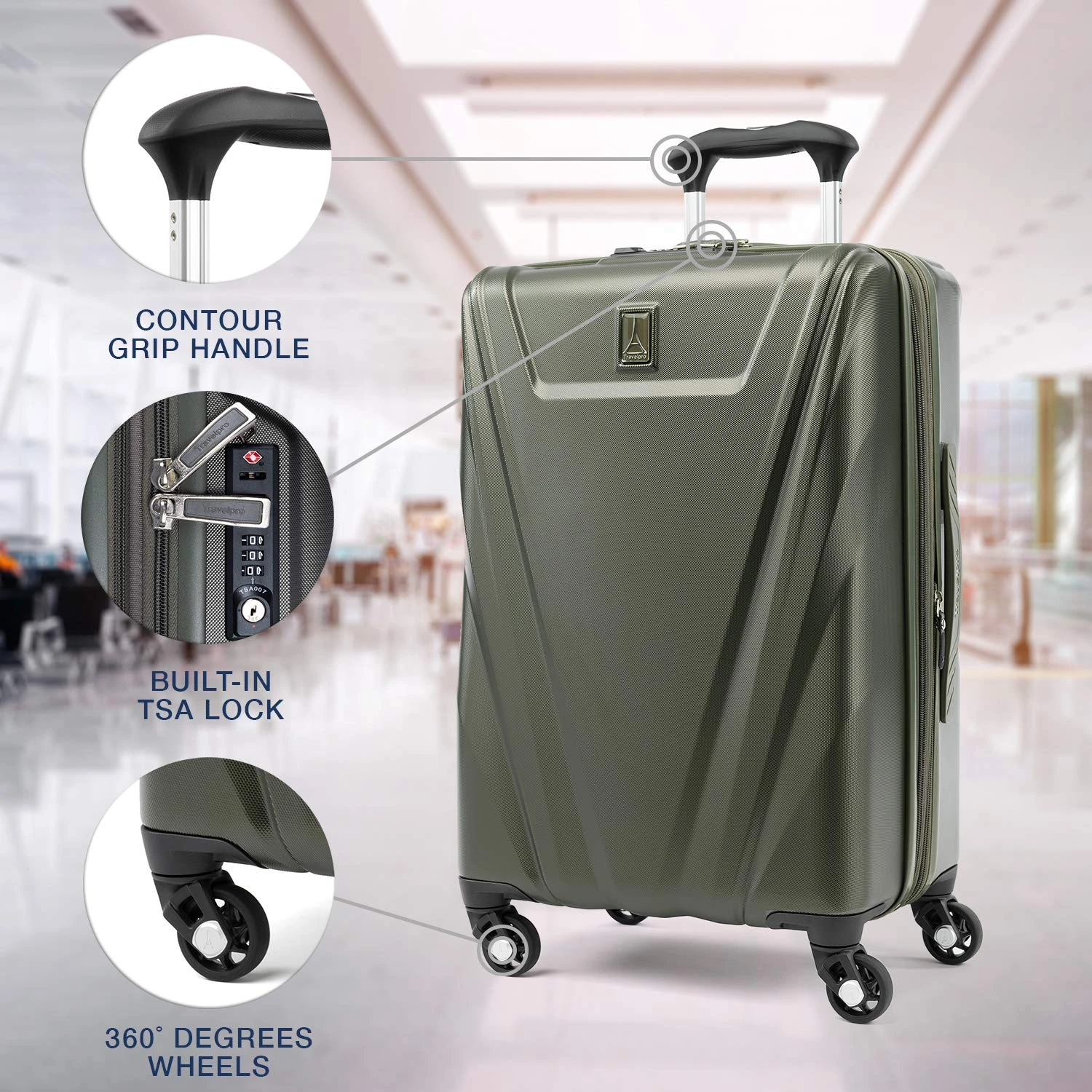 Travelpro Maxlite 5 Expandable Carry-on Spinner Hardside Luggage, Slate Green 6 Travelpro Maxlite 5 Expandable Carry-on Spinner Hardside Luggage, Slate Green - Image 6