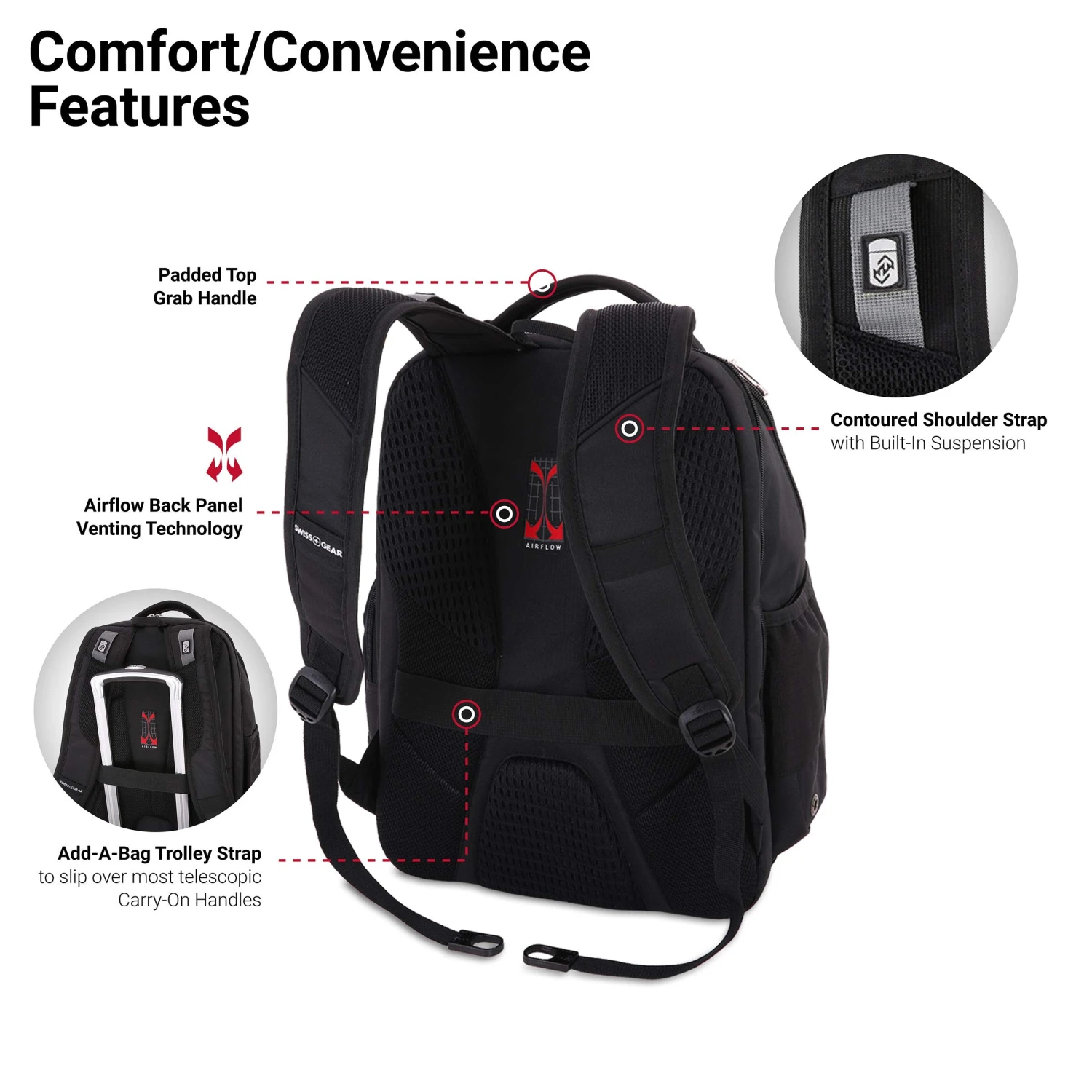 SWISSGEAR Large ScanSmart Laptop Backpack | TSA-Friendly Carry-on | Travel, Work, School | Men's And Women's - Black 7 SWISSGEAR Large ScanSmart Laptop Backpack | TSA-Friendly Carry-on | Travel, Work, School | Men's And Women's - Black - Image 7