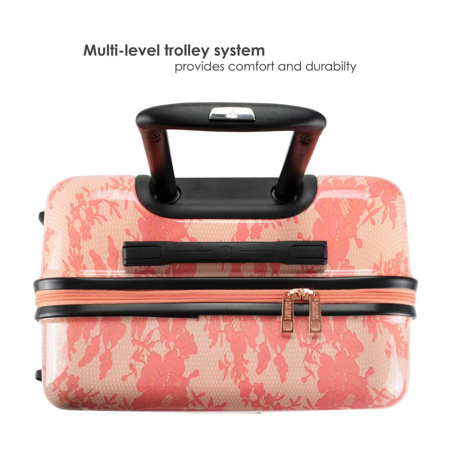 BADGLEY MISCHKA Essence 2 Piece Hard Spinner Luggage Set (Pink Lace, Medium+Carry-on) 5 BADGLEY MISCHKA Essence 2 Piece Hard Spinner Luggage Set (Pink Lace, Medium+Carry-on) - Image 5