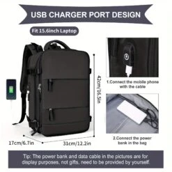 Large Travel Backpack, Waterproof Carry On Backpack, Hiking Backpack, Outdoor Sports Rucksack Portable Luggage Backpack With USB Charging Port Shoes Compartment, School Bag Fit 14 Inch To 17 Inch Laptops 32 Large Travel Backpack, Waterproof Carry On Backpack, Hiking Backpack, Outdoor Sports Rucksack Portable Luggage Backpack With USB Charging Port Shoes Compartment, School Bag Fit 14 Inch To 17 Inch Laptops -Luggage Factory 83968861 de16 4743 9fc4 fcd28ebfd94c 2000x2000 4b85c52c 8f6f 448a 8cad ac2096fa8e6c