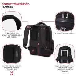 SWISSGEAR Large ScanSmart Utra-Premium 15-inch Laptop Backpack | TSA-Friendly Carry-on | Travel, Work, School | Men's And Women's - Black -Luggage Factory 91OvNi7mxvL