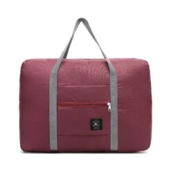 Gayisic Travel Bag Lightweight Large Capacity Portable Luggage Bag For Suitcase Trolley Handles Travel Duffel Shoulder Tote Bag (Red Wine)
