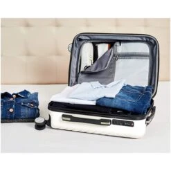 AmazonBasics Geometric Luggage 18-inch International Carry-on, Cream -Luggage Factory 91r0IVN01PL