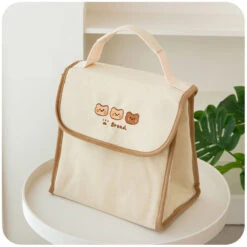 Cyflymder Kawaii Bear Lunch Bags For Women Kids Girl Cute Korean Canvas Insulated Portable Picnic Tote Food Storage Bags For Office Lady -Luggage Factory 993977Sa46ae35c86604e88b559efabc87e2adc0