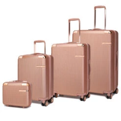Tulum 4-piece Luggage Set -Luggage Factory HR100 4PC RG 4 Pcs Set Rose Gold View 1