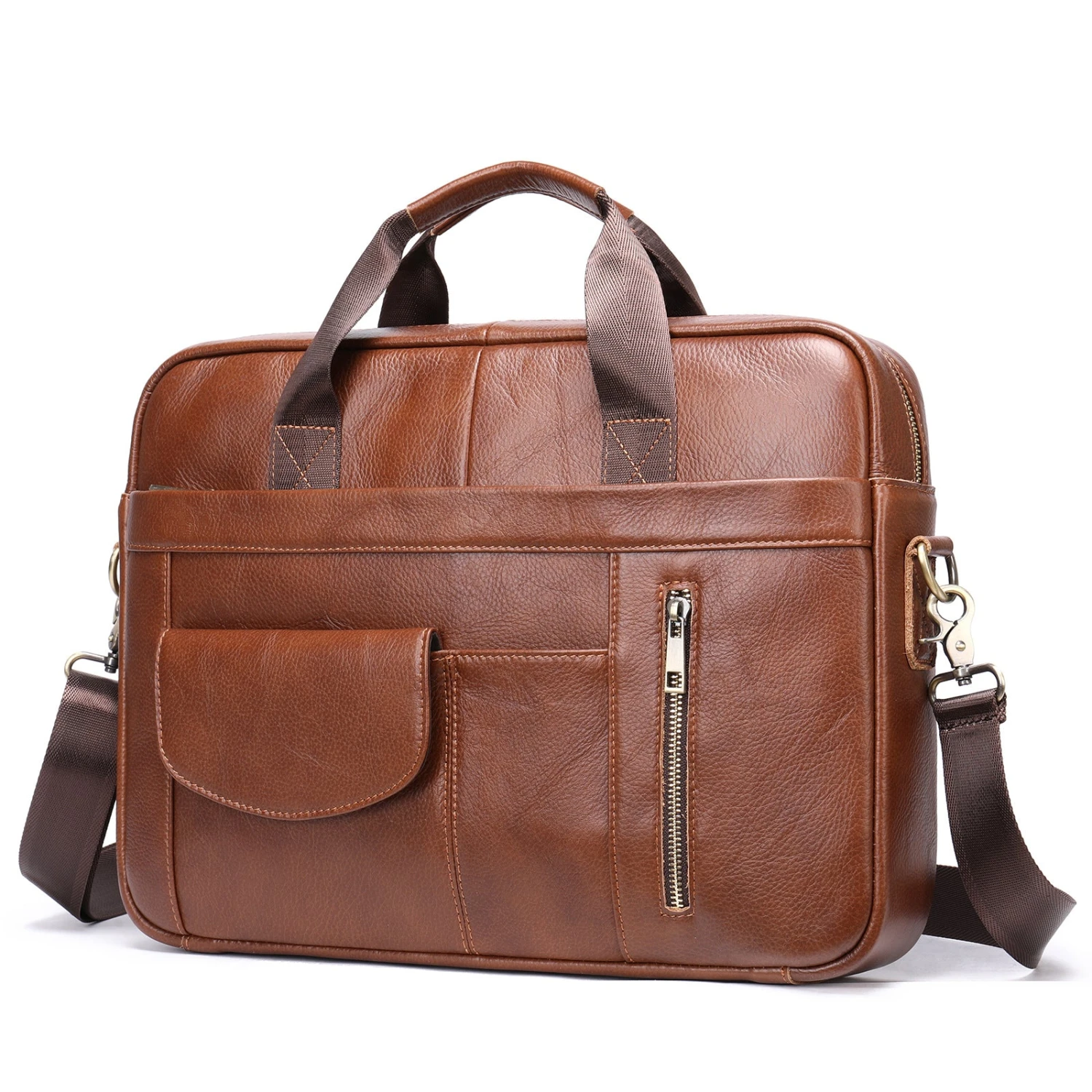 Cross-border Men's Briefcase Genuine Leather Men's Bag Business Bag 14 Inch Computer Bag Men's Portable Shoulder Business 6 Cross-border Men's Briefcase Genuine Leather Men's Bag Business Bag 14 Inch Computer Bag Men's Portable Shoulder Business - Image 6