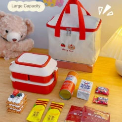 Cyflymder Kawaii Bear Lunch Bags For Women Kids Girl Cute Korean Canvas Insulated Portable Picnic Tote Food Storage Bags For Office Lady -Luggage Factory Sf2175abf8ba24353b6dd3a189355cfa65