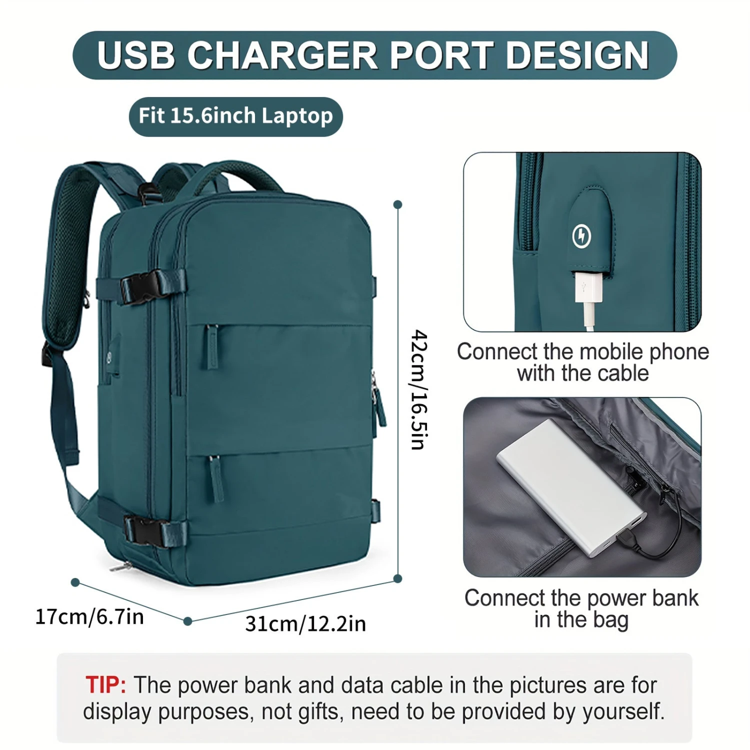 Large Travel Backpack, Waterproof Carry On Backpack, Hiking Backpack, Outdoor Sports Rucksack Portable Luggage Backpack With USB Charging Port Shoes Compartment, School Bag Fit 14 Inch To 17 Inch Laptops 12 Large Travel Backpack, Waterproof Carry On Backpack, Hiking Backpack, Outdoor Sports Rucksack Portable Luggage Backpack With USB Charging Port Shoes Compartment, School Bag Fit 14 Inch To 17 Inch Laptops - Image 12