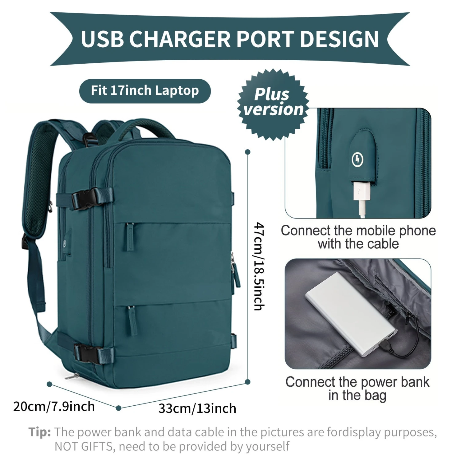 Large Travel Backpack, Waterproof Carry On Backpack, Hiking Backpack, Outdoor Sports Rucksack Portable Luggage Backpack With USB Charging Port Shoes Compartment, School Bag Fit 14 Inch To 17 Inch Laptops 20 Large Travel Backpack, Waterproof Carry On Backpack, Hiking Backpack, Outdoor Sports Rucksack Portable Luggage Backpack With USB Charging Port Shoes Compartment, School Bag Fit 14 Inch To 17 Inch Laptops - Image 20