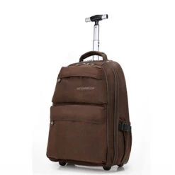 Single Trolley Backpack Adult Double Shoulder Strap Round Trolley Travel Computer Bag Canvas School -Luggage Factory product image 252266574