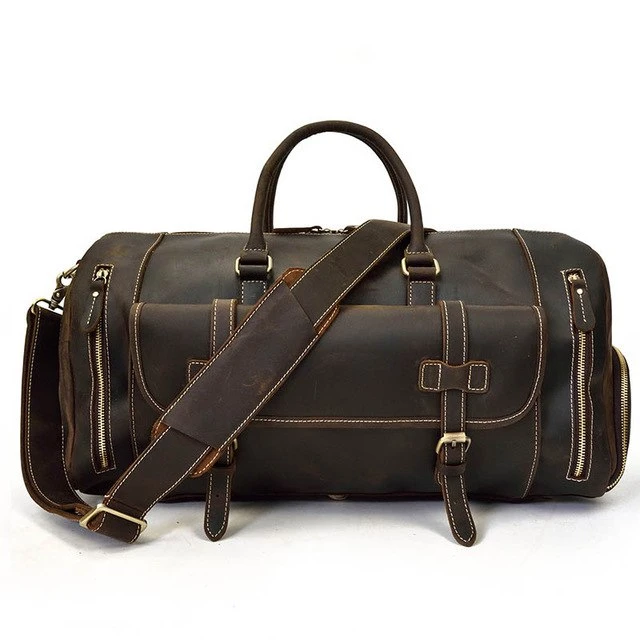 Crazy Horse Genuine Leather Travel Bag Men Vintage Travel Duffel Bag Big Cow Leather Carry On 2 Crazy Horse Genuine Leather Travel Bag Men Vintage Travel Duffel Bag Big Cow Leather Carry On - Image 2