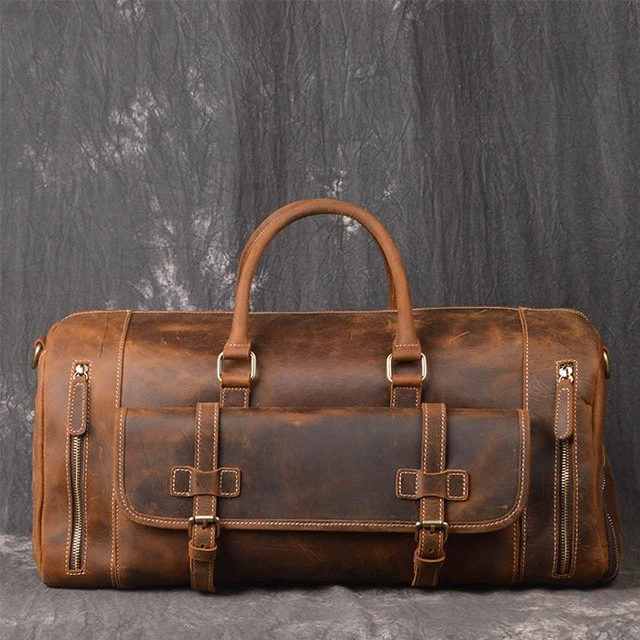 Crazy Horse Genuine Leather Travel Bag Men Vintage Travel Duffel Bag Big Cow Leather Carry On 4 Crazy Horse Genuine Leather Travel Bag Men Vintage Travel Duffel Bag Big Cow Leather Carry On - Image 4
