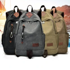 Casual Men Canvas Backpack School Travel Student School Laptop Bag