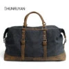 Shunruyan Canvas Cow Leather Men Travel Bags Carry On Luggage Bags Men Duffel Bags Travel Tote