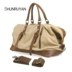 Shunruyan Canvas Cow Leather Men Travel Bags Carry On Luggage Bags Men Duffel Bags Travel Tote 16 Shunruyan Canvas Cow Leather Men Travel Bags Carry On Luggage Bags Men Duffel Bags Travel Tote -Luggage Factory product image 906444783