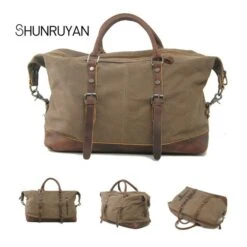 Shunruyan Canvas Cow Leather Men Travel Bags Carry On Luggage Bags Men Duffel Bags Travel Tote 13 Shunruyan Canvas Cow Leather Men Travel Bags Carry On Luggage Bags Men Duffel Bags Travel Tote -Luggage Factory product image 906444787